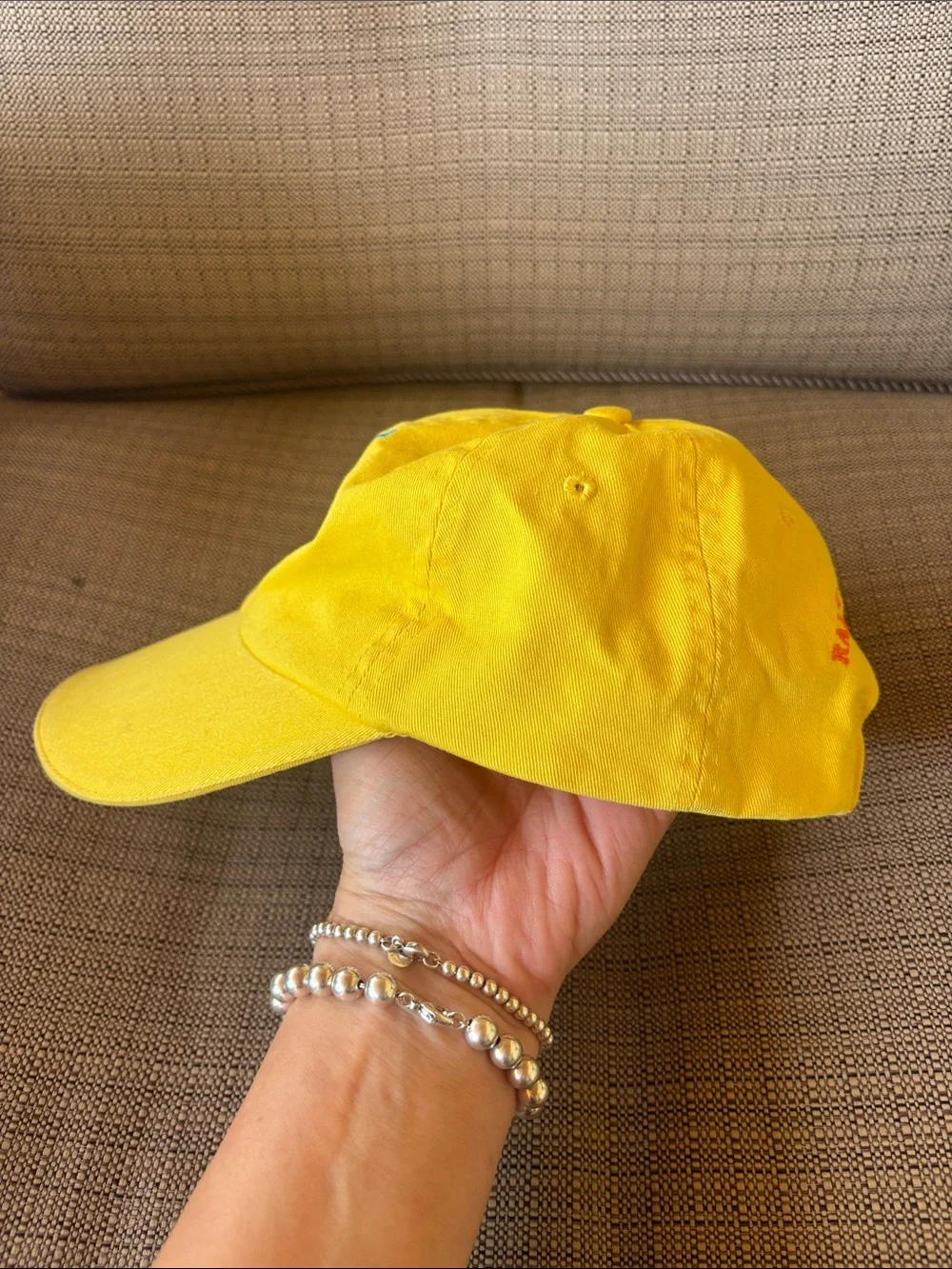 Ralph Lauren Bright Yellow Cap with Blue Polo Emblem